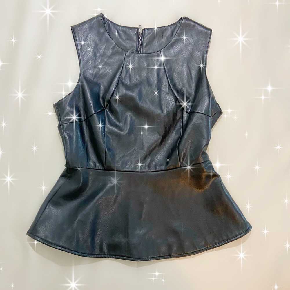 Faux Leather Peplum Top ✔️